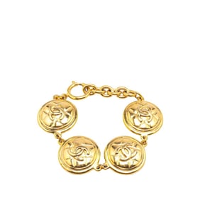 CHANEL Coco Mark Round Matelasse Chain Bracelet, Gold Plated, Women's