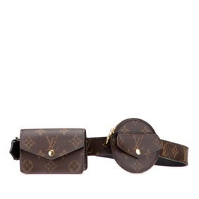 Louis Vuitton Monogram Santur Everyday Multi-Pocket Belt, Size 80, 32, M0236, Brown Leather, Women's