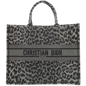 Christian Dior Leopard Print Book Tote Large 50-MA-0251 Canvas Black Bag 1762Christian