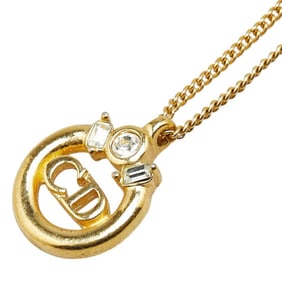 Christian Dior Dior CD logo rhinestone necklace, gold plated, for women.