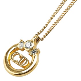 Christian Dior Dior CD logo rhinestone necklace, gold plated, for women.