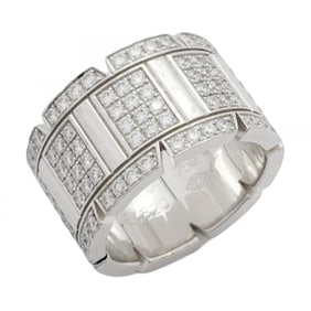 Cartier Tank Française LM Ring, 18K White Gold with Diamonds, #47, Women's