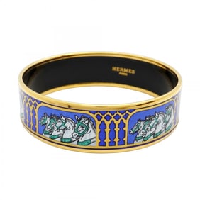 Hermes Bangle, GM Glazed, Enameled, GP Plated, Cloisonné, Gold, Multicolor, Women's