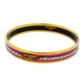 Hermes bangle, enamel PM, GP plated, cloisonné, gold, pink, for women
