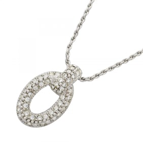 Christian Dior Oval Metal Rhinestone Necklace in Silver for Women