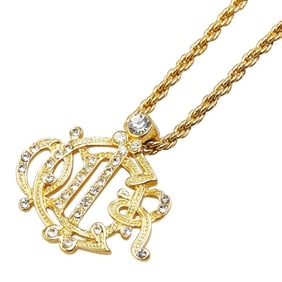Christian Dior Dior logo rhinestone necklace, gold plated, for women.