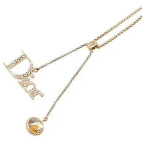 Christian Dior Dior logo rhinestone necklace, gold plated, for women.