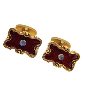 1. Vintage Imperial Era Gilded Silver Enamel Cufflinks