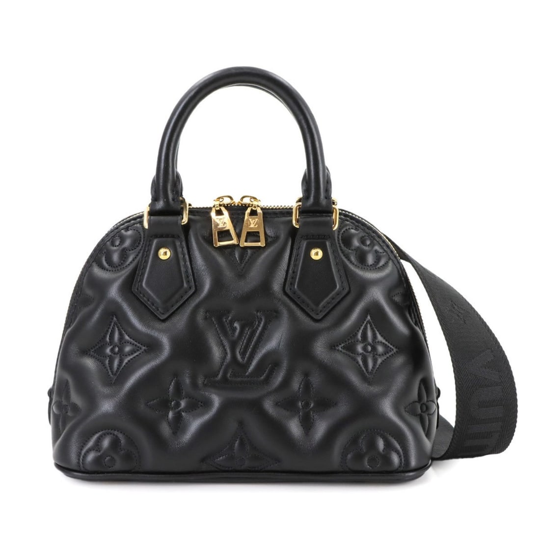 Louis Vuitton Alma Soft BB Bubble Gram 2-Way Handbag/Shoulder Bag in Noir Leather (M59793) with RFID