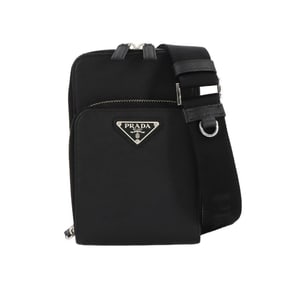 Prada Smartphone Case Shoulder Bag, Saffiano Leather, Nero, 2ZH126, Silver Hardware