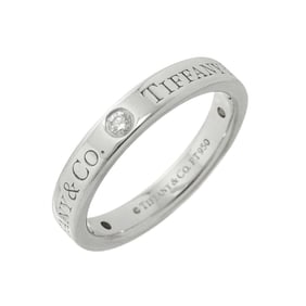 Tiffany & Co. Flat Band Ring, Size 6.5, 3-Piece Diamond Ring in Platinum