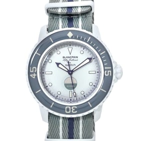 Swatch Blancpain x Fifty Fathoms Antarctic Ocean SO35S100 Men's Watch, White, Automatic, Pacific