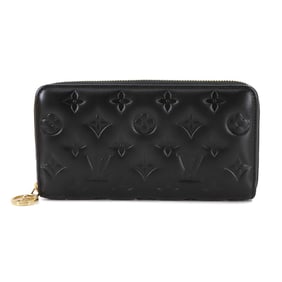Louis Vuitton Monogram Coussin Zippy Wallet, Round Long Wallet in Lamb Leather, Noir, M81510, RFID