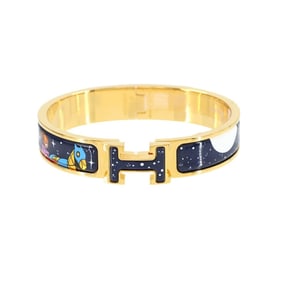 Hermes Hermès Clic H PM Bangle Bracelet in Space Derby Navy and Gold