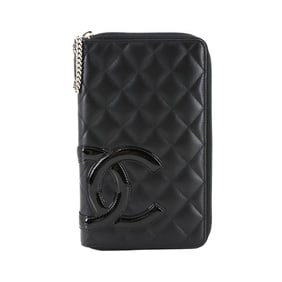CHANEL Cambon Line Round Long Wallet in Black Leather and Enamel 8660