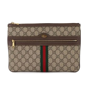 Gucci Ophidia Clutch Bag, GG Supreme Canvas and Leather, Beige Brown, 517551