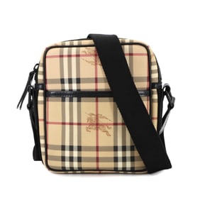 Burberry Nova Check Shoulder Bag in PVC and Leather, Beige Black with Hardware
