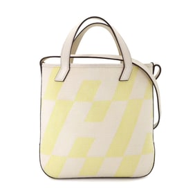 Hermes Hermès H en Biais 27 PM 2-way tote/shoulder bag in toile canvas, Swift, Ecru, Jaune Citron,