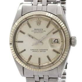 ROLEX Datejust 1601 White Gold Steel Automatic Mens Watch Vintage