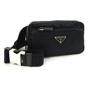 Prada Body Bag 2VL977 Black Nylon Leather Shoulder Crossbody for Men and Women