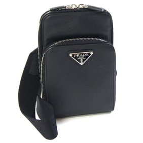 Prada Shoulder Bag 2ZH126 Black Saffiano Leather Pochette Crossbody for Men and Women