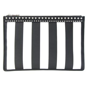 Givenchy Clutch Bag BC06346367 Black and White PVC Leather Flat Pouch with Studs Stripes for Women