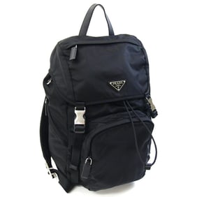 Prada Backpack 2VZ135 Black Nylon and Leather Re-Nylon Triangle Men's PRADA