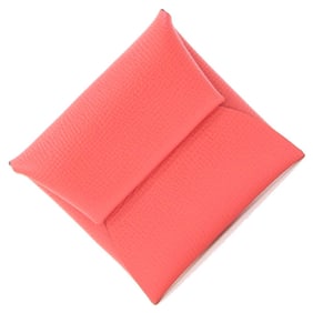 Hermès Bastia Rose Texas Eglantine Coin Case, Epsom Leather, C Stamp, 2018, Square Wallet, Women's,