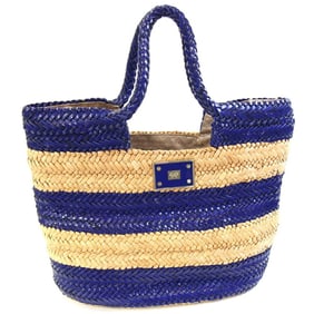 Anya Hindmarch Handbag, Natural Blue Straw Patent Leather Shoulder Bag with Stripes, Women's, ANYA