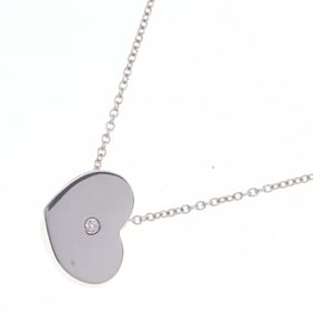 Tiffany & Co. Paloma Picasso Modern Heart Necklace with a Single Diamond, Sterling Silver 925,