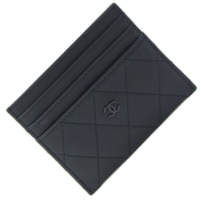 Chanel Card Case AP4380 Black Leather Holder Pass Coco Mark Women's CHANEL
