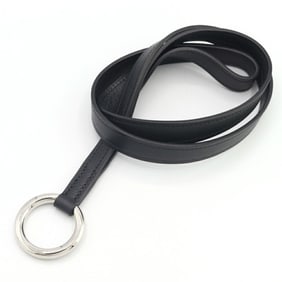 Hermès Neck Strap GM Black Leather Metal Y Stamp Key Ring Keychain for Men and Women HERMES