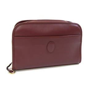 Cartier Must Pouch Bordeaux Leather Second Bag/Clutch Bag, Old