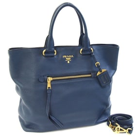 Prada Tote Bag BN2754 Blue Leather Shoulder for Women PRADA