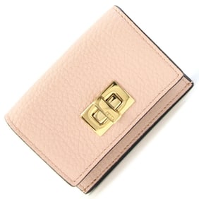 Fendi Peekaboo Tri-fold Wallet 8M0426 Pink Beige Khaki Leather Mini Compact Two-Tone Women's FENDI