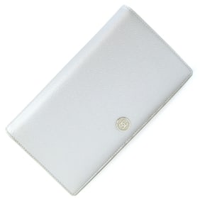 CHANEL Coco Button Bifold Long Wallet A20904 Silver Leather Mark Women's