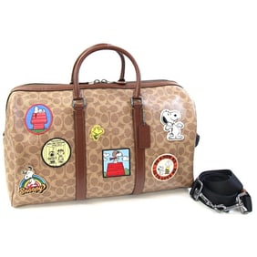 Coach PEANUTS Collaboration Ventura Bag CBI42 Tan Multi PVC Leather Shoulder with Snoopy Patch and