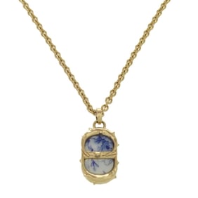 Christian Dior Dior CD Icon Logo Gold Blue Necklace 0575