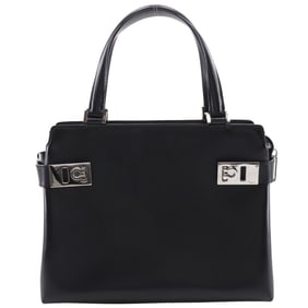 Salvatore Ferragamo Gancini Handbag AQ-21 0167 Black Leather A5 Women's