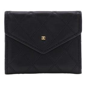 CHANEL Bicolor Coin Case with Coco Mark, Black Calfskin, and Snap Buttons, Women's