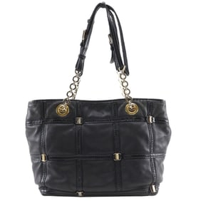 Salvatore Ferragamo Vara Tote Bag in Black Leather and Enamel, Women's