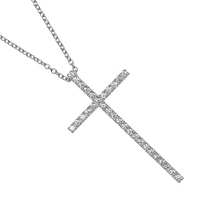 Tiffany & Co. Metro Cross necklace in 18K white gold with diamonds, approximately 3.42g.