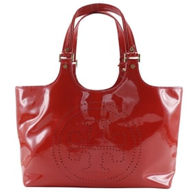 Tory Burch Punching Logo Tote Bag, Red Enamel, A5 Size, Women's