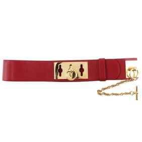 Celine Mantel Chain Belt in Red/Gold Leather for Women