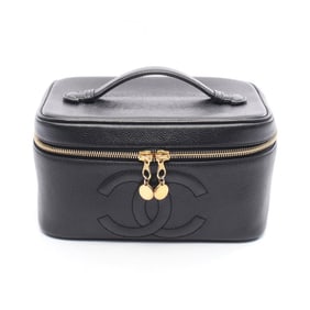 CHANEL Coco Mark Handbag, Calfskin Leather, Women's, Black, A08090