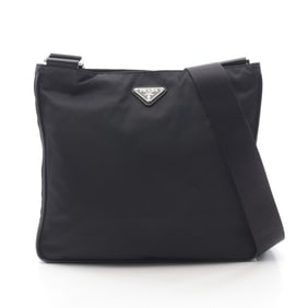 Prada shoulder bag in nylon and Saffiano leather, black for women