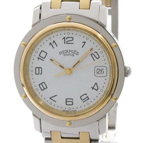 HERMES Clipper Gold Pllated Steel Quartz Mens Watch CL3.740