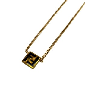 FENDI 8AH636 Forever Plate FF Necklace Chain Gold