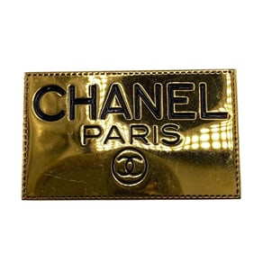 CHANEL Coco Mark Plate Brooch Gold Unisex