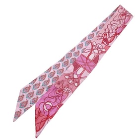 HERMES Twilly Coup de Fouet au Bloc Scarf Muffler Pink